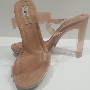 Steve Madden Glassy Tan Clear Nude Heels